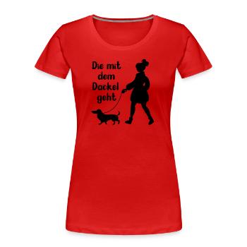 Dackel Hundebesitzerin Die mit dem Hund geht - Frauen Premium Bio T-Shirt - Navy - Vorne - Mia (176cm)