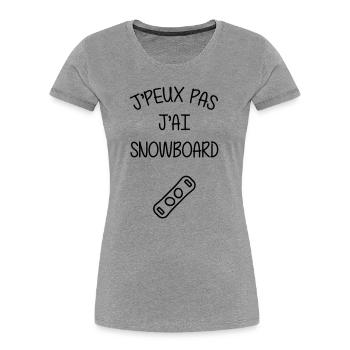 Snowboard / Snowboardeur / Ski / Montagne - T-shirt bio Premium Femme - gris chiné - Devant - Mia (176cm)