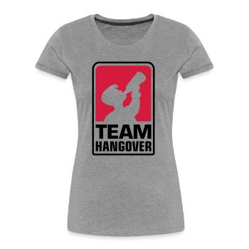 team logo hangover - Frauen Premium Bio T-Shirt - Grau meliert - Vorne - Mia (176cm)