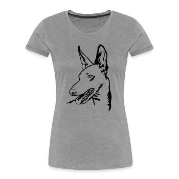 Podenco Kopf - Frauen Premium Bio T-Shirt - Grau meliert - Vorne - Mia (176cm)