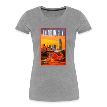 Oklahoma City Skyline Sunset - Women's Premium Organic T-Shirt - heather grey - Front - Mia (176cm)
