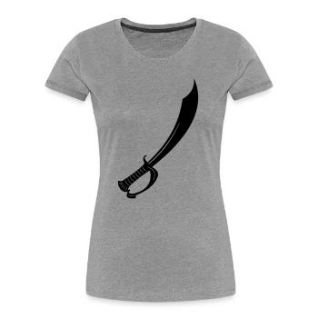 Épée - T-shirt bio Premium Femme - gris chiné - Devant - Mia (176cm)