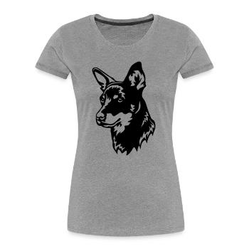 Lancashire Heeler Head - Women's Premium Organic T-Shirt - heather grey - Front - Mia (176cm)