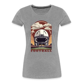 Football Helm - Frauen Premium Bio T-Shirt - Grau meliert - Vorne - Mia (176cm)