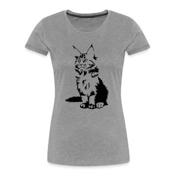 Maine Coon Cat - Women's Premium Organic T-Shirt - heather grey - Front - Mia (176cm)