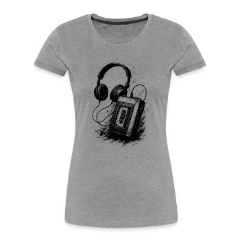 Analoger Klang - Frauen Premium Bio T-Shirt - Grau meliert - Vorne - Mia (176cm)