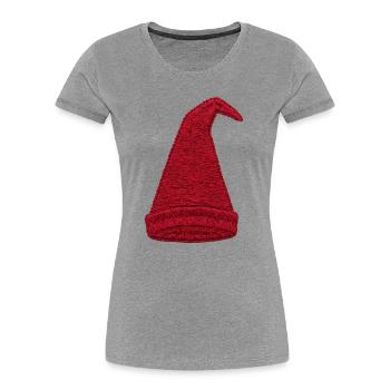 Gnome hat in embroidered look (printed) - Women's Premium Organic T-Shirt - heather grey - Front - Mia (176cm)