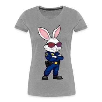 Rabbit Policeman - Women's Premium Organic T-Shirt - heather grey - Front - Mia (176cm)