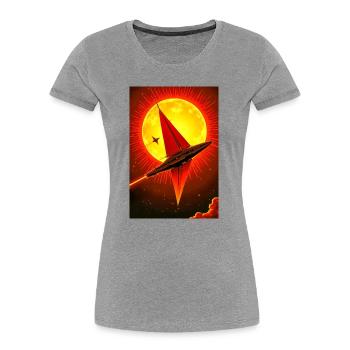 retro futuristic space landscapes, 1960s aesthetic - Women's Premium Organic T-Shirt - heather grey - Front - Mia (176cm)