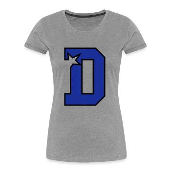 d-lettre - T-shirt bio Premium Femme - gris chiné - Devant - Mia (176cm)