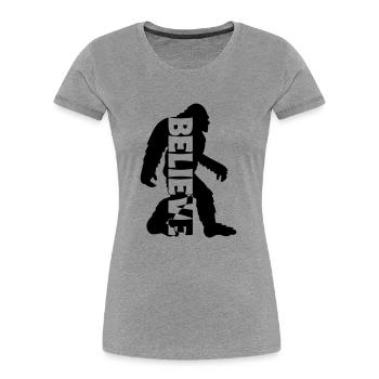 Big Foot Bigfoot Yeti Monster Believe Geschenk - Frauen Premium Bio T-Shirt - Grau meliert - Vorne - Mia (176cm)