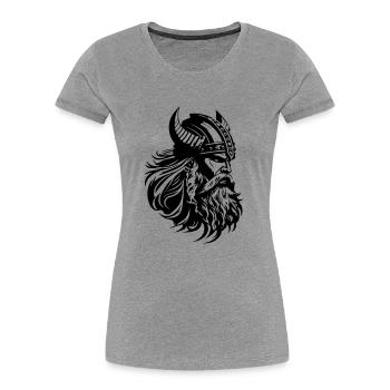 Viking Head Warrior Viking - T-shirt bio Premium Femme - gris chiné - Devant - Mia (176cm)