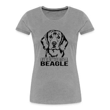 La vie de beagle est meilleure Chien Chiens Chiens Wilsigns - T-shirt bio Premium Femme - gris chiné - Devant - Mia (176cm)
