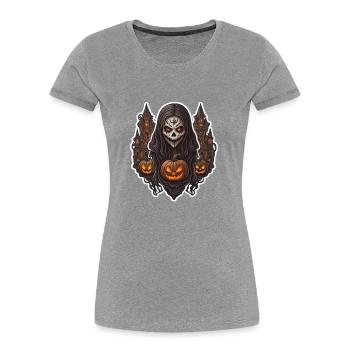 Zombie d’Halloween - T-shirt bio Premium Femme - gris chiné - Devant - Mia (176cm)