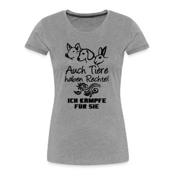 Tiere Tier Rechte Tierschutz vegan Geschenk - Frauen Premium Bio T-Shirt - Grau meliert - Vorne - Mia (176cm)