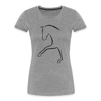 2541614 128432776 Dressurpferd - Frauen Premium Bio T-Shirt - Grau meliert - Vorne - Mia (176cm)
