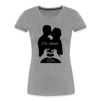 Liebe Paar Partner Ehe Valentinstag Geschenk - Frauen Premium Bio T-Shirt - Grau meliert - Vorne - Mia (176cm)