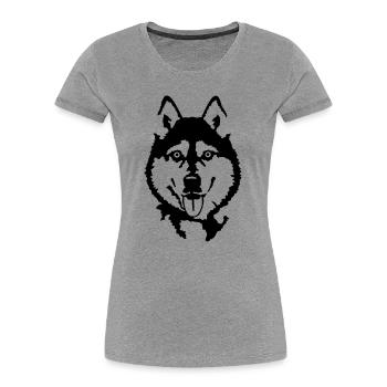 Husky - T-shirt bio Premium Femme - gris chiné - Devant - Mia (176cm)