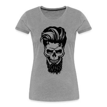 tete de mort hipster barbu coiffure crane - T-shirt bio Premium Femme - gris chiné - Devant - Mia (176cm)