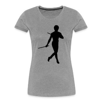 Bruce Lee Kung Fu Escrima Schattenfigur - Frauen Premium Bio T-Shirt - Grau meliert - Vorne - Mia (176cm)