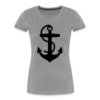 Anchor for boat or ship with rope sailor - Women's Premium Organic T-Shirt - heather grey - Front - Mia (176cm)