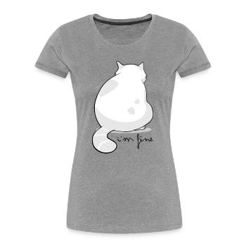 Rückansicht Flauschige Katzensilhouette - Frauen Premium Bio T-Shirt - Grau meliert - Vorne - Mia (176cm)