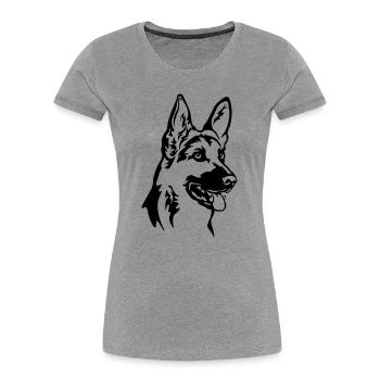 German Shepherd Head - Women's Premium Organic T-Shirt - heather grey - Front - Mia (176cm)