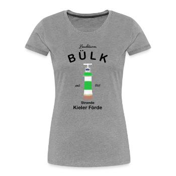 Leuchtturm Bülk, Strande, Kieler Förde, Ostsee - Frauen Premium Bio T-Shirt - Grau meliert - Vorne - Mia (176cm)