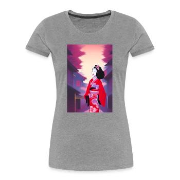 Geisha 5 - T-shirt bio Premium Femme - gris chiné - Devant - Mia (176cm)