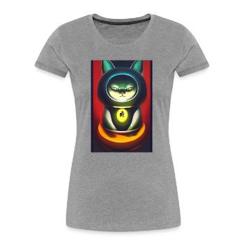 Maneki neko 3 - Frauen Premium Bio T-Shirt - Grau meliert - Vorne - Mia (176cm)