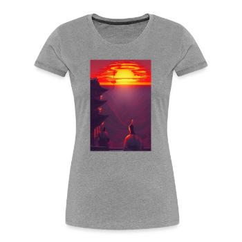 Samurai 3 - Frauen Premium Bio T-Shirt - Grau meliert - Vorne - Mia (176cm)