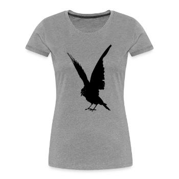 Black bird crow or raven shadow figure - Women's Premium Organic T-Shirt - heather grey - Front - Mia (176cm)
