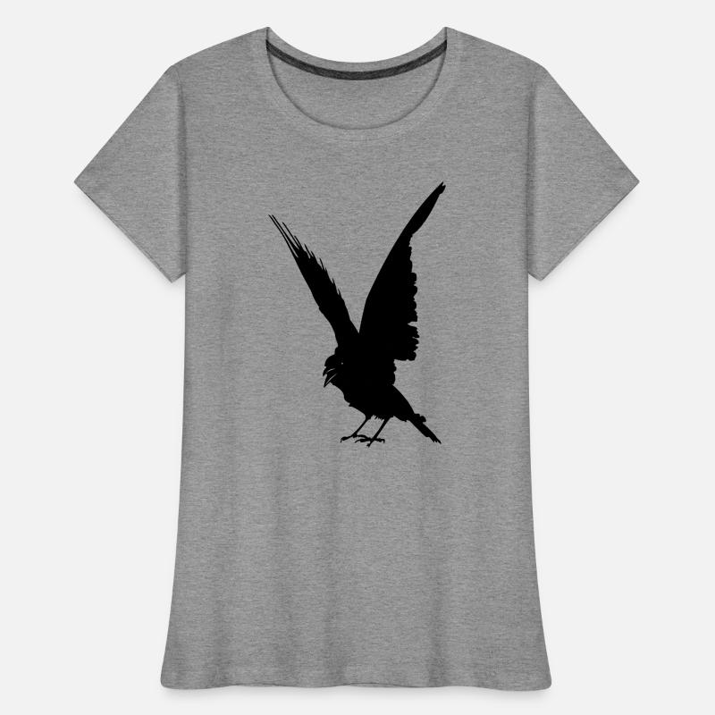 Schwarze Vogelkrähe oder Rabenschattenfigur Frauen Premium Bio T-Shirt