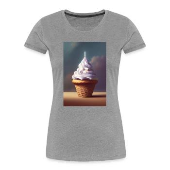 Eiscreme - Frauen Premium Bio T-Shirt - Grau meliert - Vorne - Mia (176cm)