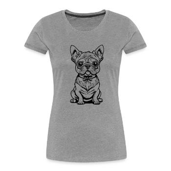 Cute sitting dog - Women's Premium Organic T-Shirt - heather grey - Front - Mia (176cm)