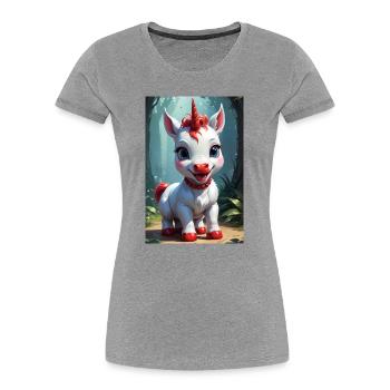 Cute Unicorn - Women's Premium Organic T-Shirt - heather grey - Front - Mia (176cm)