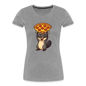 Raccoon carrying Pizza - Women's Premium Organic T-Shirt - heather grey - Front - Mia (176cm)