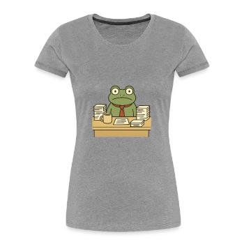 Business Frog - Women's Premium Organic T-Shirt - heather grey - Front - Mia (176cm)