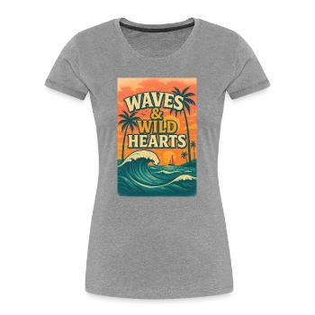 Waves & Wild Hearts - Frauen Premium Bio T-Shirt - Grau meliert - Vorne - Mia (176cm)
