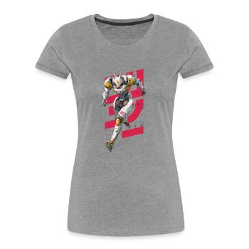 Futuristic Wolf Fighting Robot - Women's Premium Organic T-Shirt - heather grey - Front - Mia (176cm)