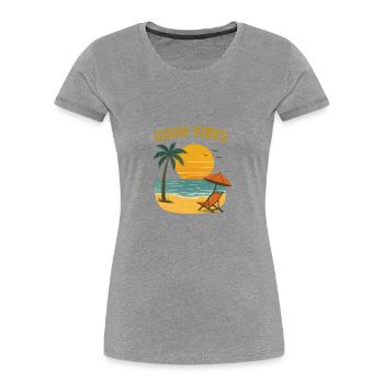 Sunset Beach Motif - Women's Premium Organic T-Shirt - heather grey - Front - Mia (176cm)