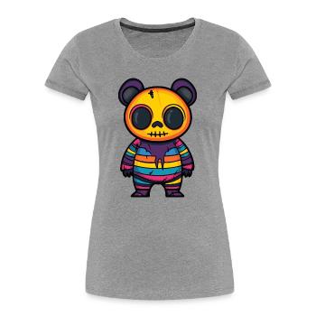 Panda Halloween Bande Dessinée Drôle - T-shirt bio Premium Femme - gris chiné - Devant - Mia (176cm)