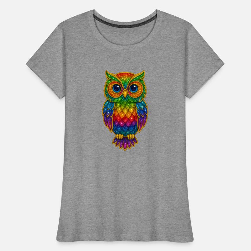 Regenbogen Eulen Glitzerkunst Frauen Premium Bio T-Shirt