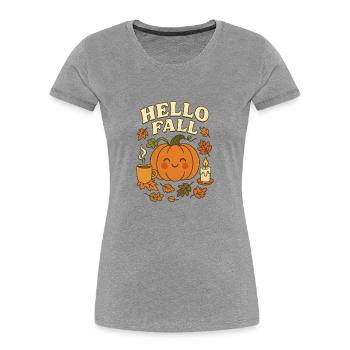 Cute_hello_fall - Frauen Premium Bio T-Shirt - Grau meliert - Vorne - Mia (176cm)