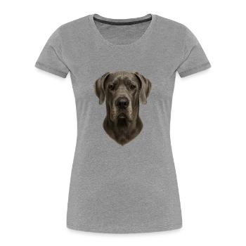 Gray Dog Head Portrait - Women's Premium Organic T-Shirt - heather grey - Front - Mia (176cm)