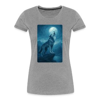 Polynature Night Wolf - Women's Premium Organic T-Shirt - heather grey - Front - Mia (176cm)