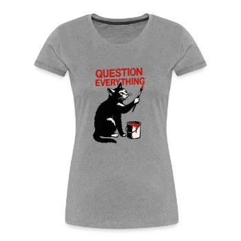 Questioning Everything: Cat Art - Women's Premium Organic T-Shirt - heather grey - Front - Mia (176cm)