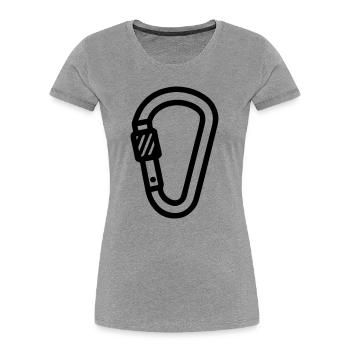 Karabiner Symbol Klettern - Frauen Premium Bio T-Shirt - Grau meliert - Vorne - Mia (176cm)