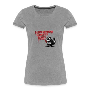 Raccoon Blues - Women's Premium Organic T-Shirt - heather grey - Front - Mia (176cm)