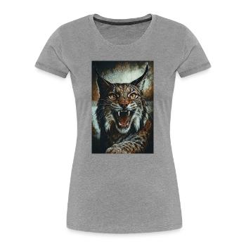 Wildcat in anger - Women's Premium Organic T-Shirt - heather grey - Front - Mia (176cm)
